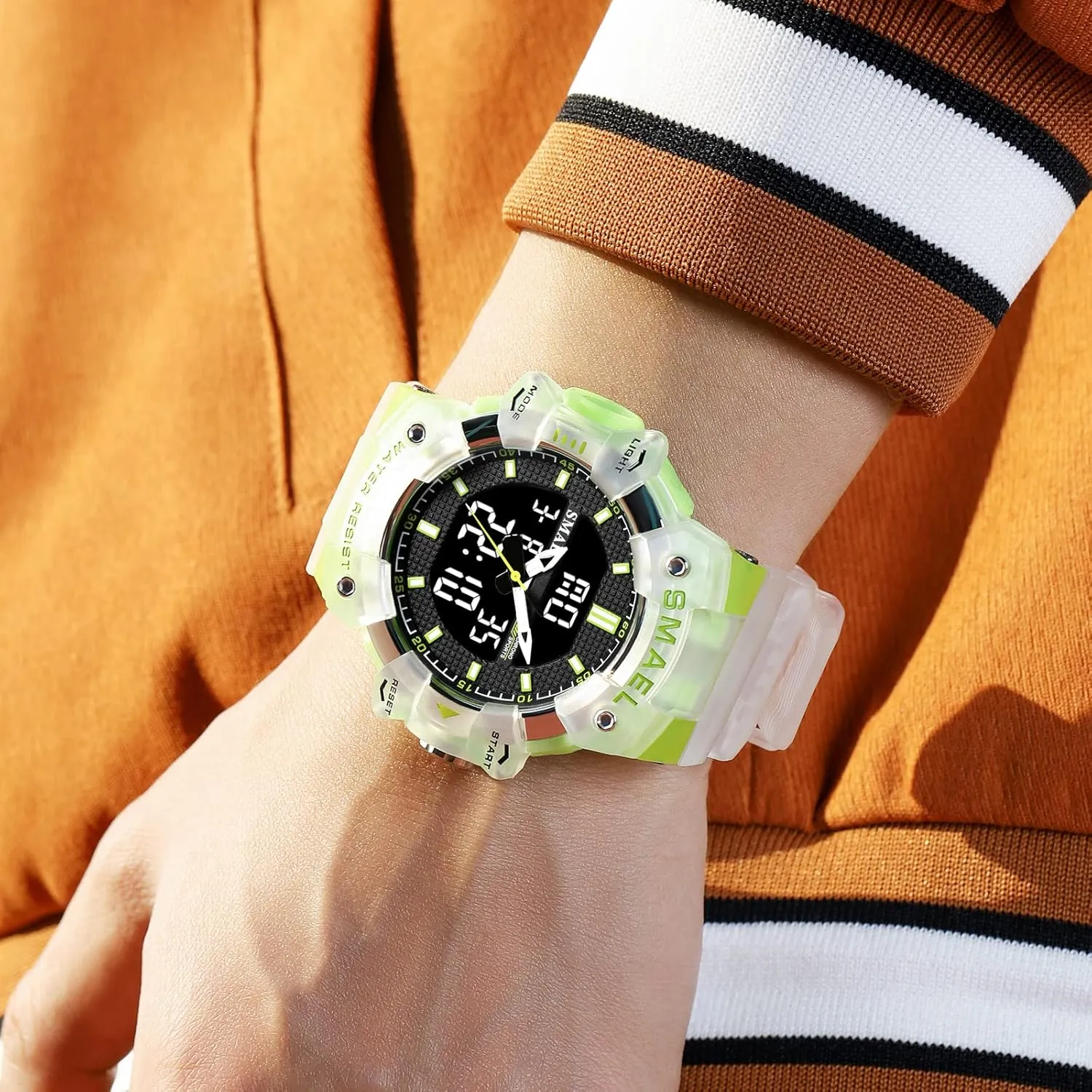 Analog Digital Outdoor Sports Watch Military Tactics Multi Function LED Electronic Large Waterproof Watch Candy Color Student Wrist poverty critique rotate Watch FANMIS Unisex 