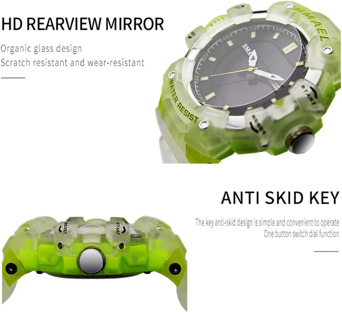 Analog Digital Outdoor Sports Watch Military Tactics Multi Function LED Electronic Large Waterproof Watch Candy Color Student Wrist poverty critique rotate Watch FANMIS Unisex 