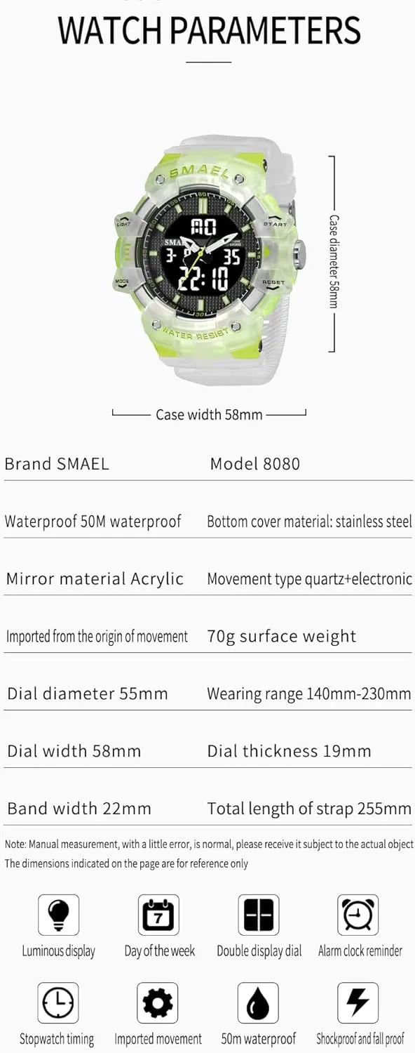 Analog Digital Outdoor Sports Watch Military Tactics Multi Function LED Electronic Large Waterproof Watch Candy Color Student Wrist poverty critique rotate Watch FANMIS Unisex 