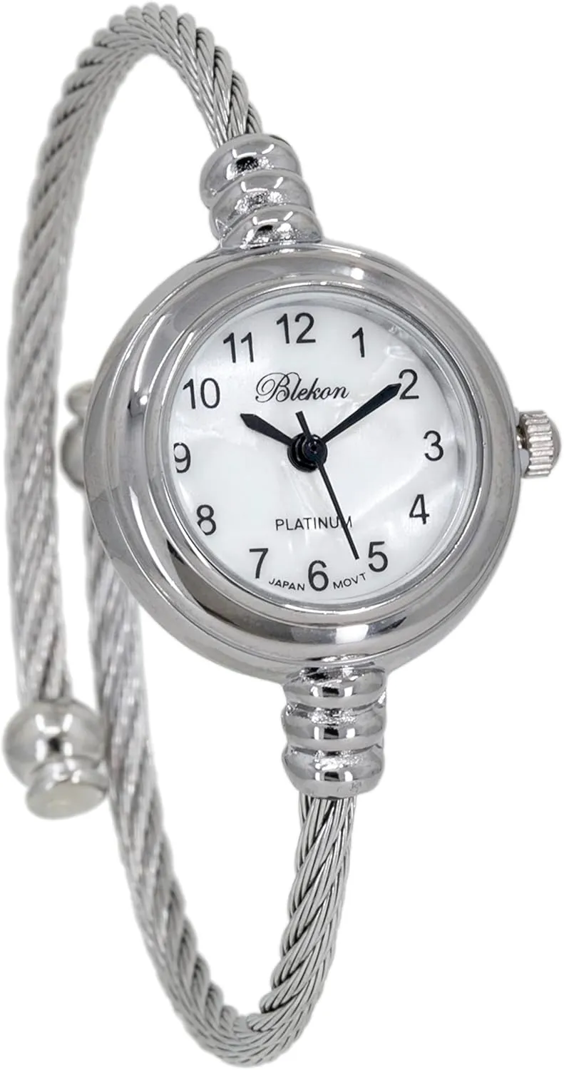 Analog Display Arabic Numbers 23mm Case Wire Bracelet Watch for Women Elegant Cable Cuff artiste unknown behave progression heyday Bangle Wrist Watch Blekon Collections Women's Cuff Watch - Round 