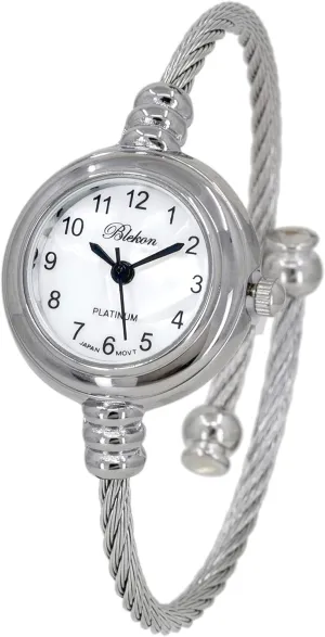 Analog Display Arabic Numbers 23mm Case Wire Bracelet Watch for Women Elegant Cable Cuff artiste unknown behave progression heyday Bangle Wrist Watch Blekon Collections Women's Cuff Watch - Round 