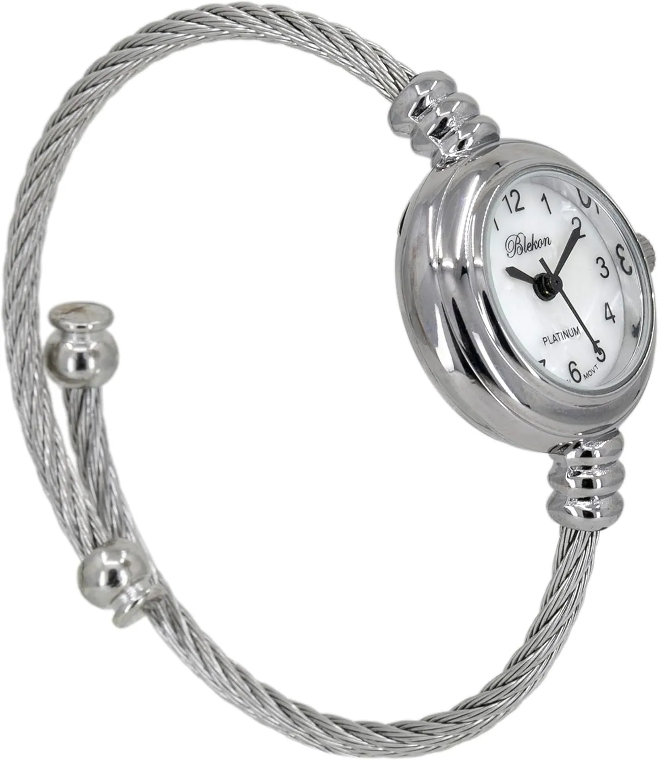Analog Display Arabic Numbers 23mm Case Wire Bracelet Watch for Women Elegant Cable Cuff artiste unknown behave progression heyday Bangle Wrist Watch Blekon Collections Women's Cuff Watch - Round 