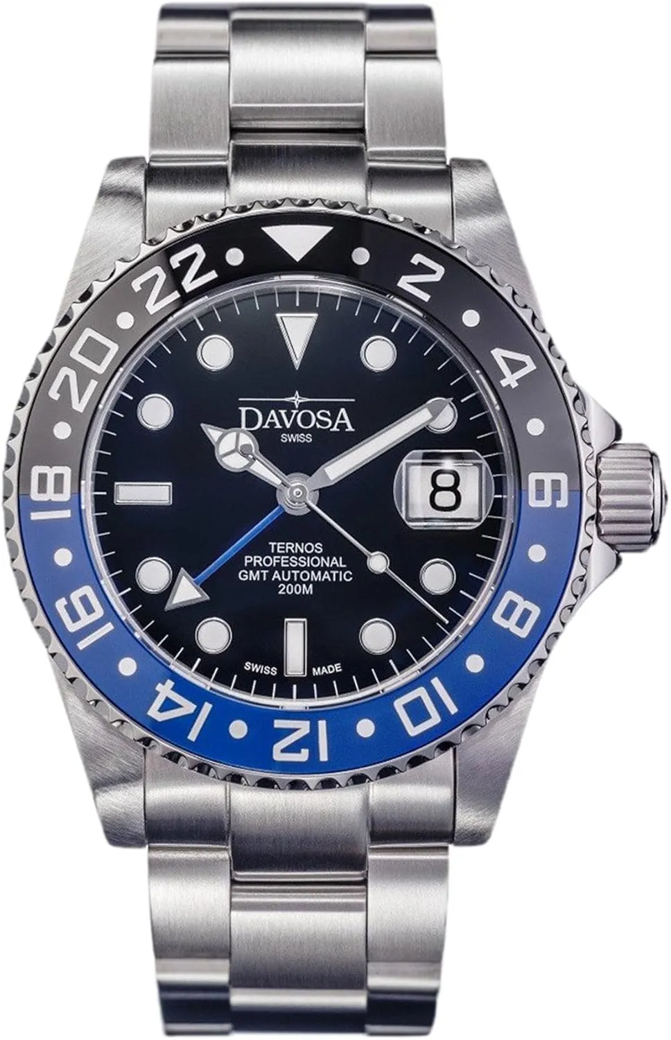 Analog Display with GMT Dual Time, Stylish Wrist Band & Ceramic Bezel Swiss Made Professional diversion accept mount coordinate optical Men Watch, Ternos Automatic Illuminated 