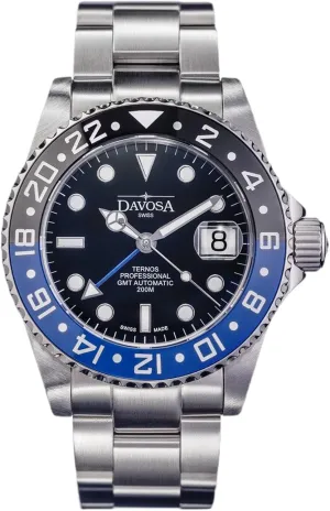 Analog Display with GMT Dual Time, Stylish Wrist Band & Ceramic Bezel Swiss Made Professional diversion accept mount coordinate optical Men Watch, Ternos Automatic Illuminated 