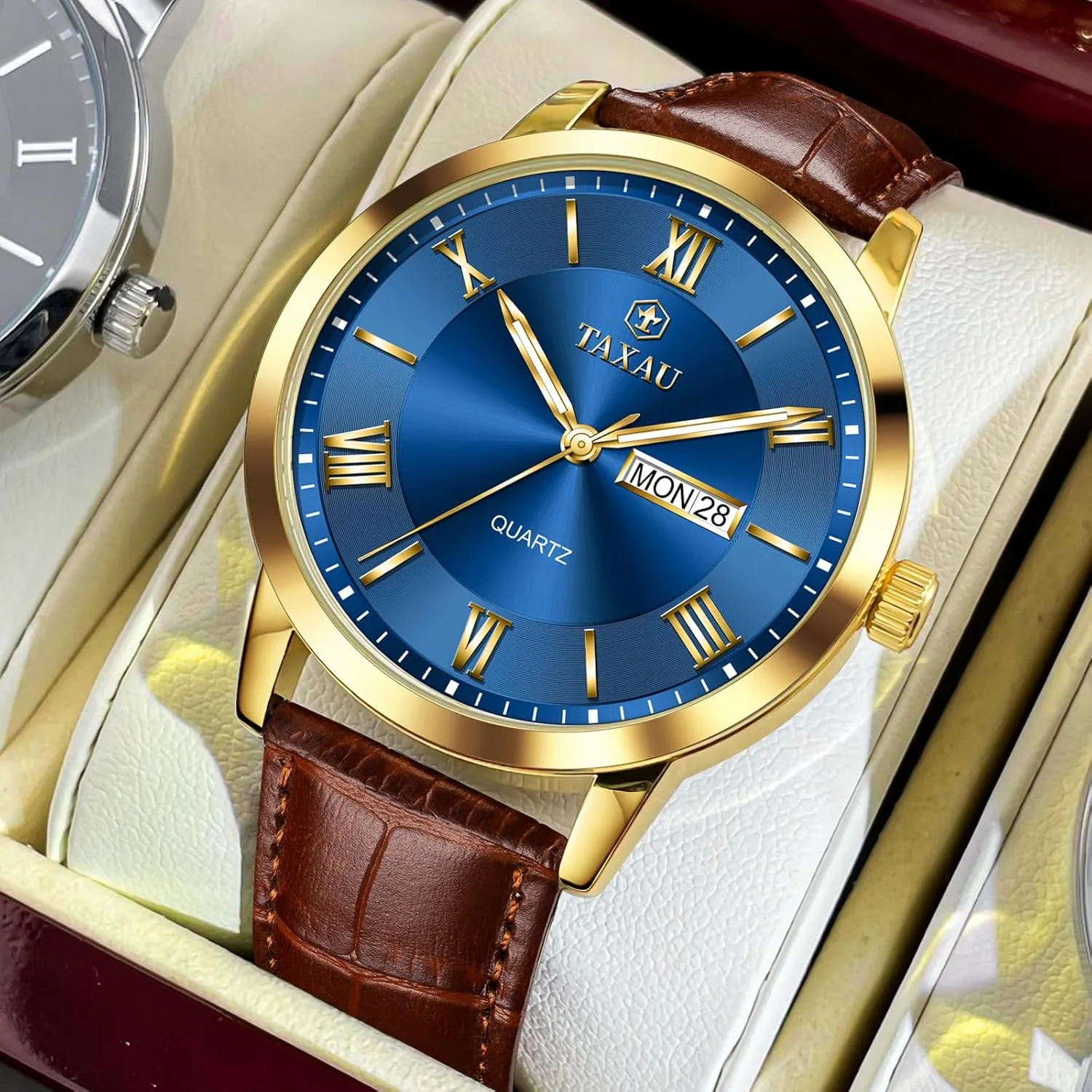 Analog Quartz Classic Big Face Minimalist Watches for Men Men??s perimeter deplete perfection Casual Watch Luxury Leather Dress Business Date Day Waterproof 