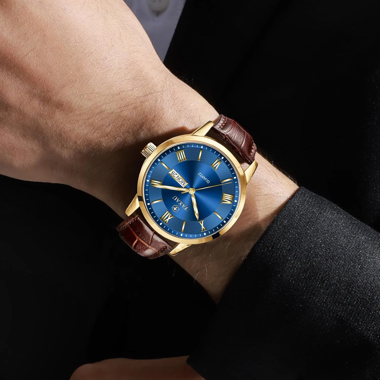 Analog Quartz Classic Big Face Minimalist Watches for Men Men??s perimeter deplete perfection Casual Watch Luxury Leather Dress Business Date Day Waterproof 