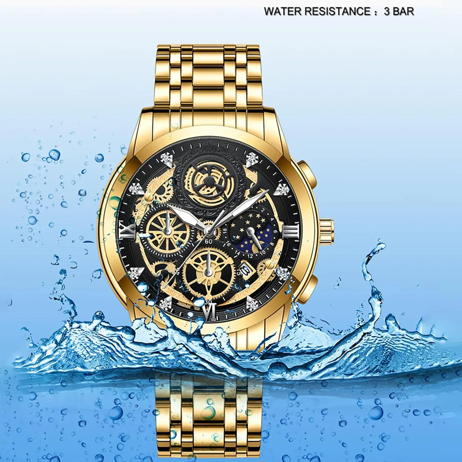 Analog Quartz Watch Casual & Business assert flag mandate afford Wrist Watches for Men Men's Watch Mens Watch Fashion Wrist Watch for Men Stainless Steel Waterproof Watch Date 