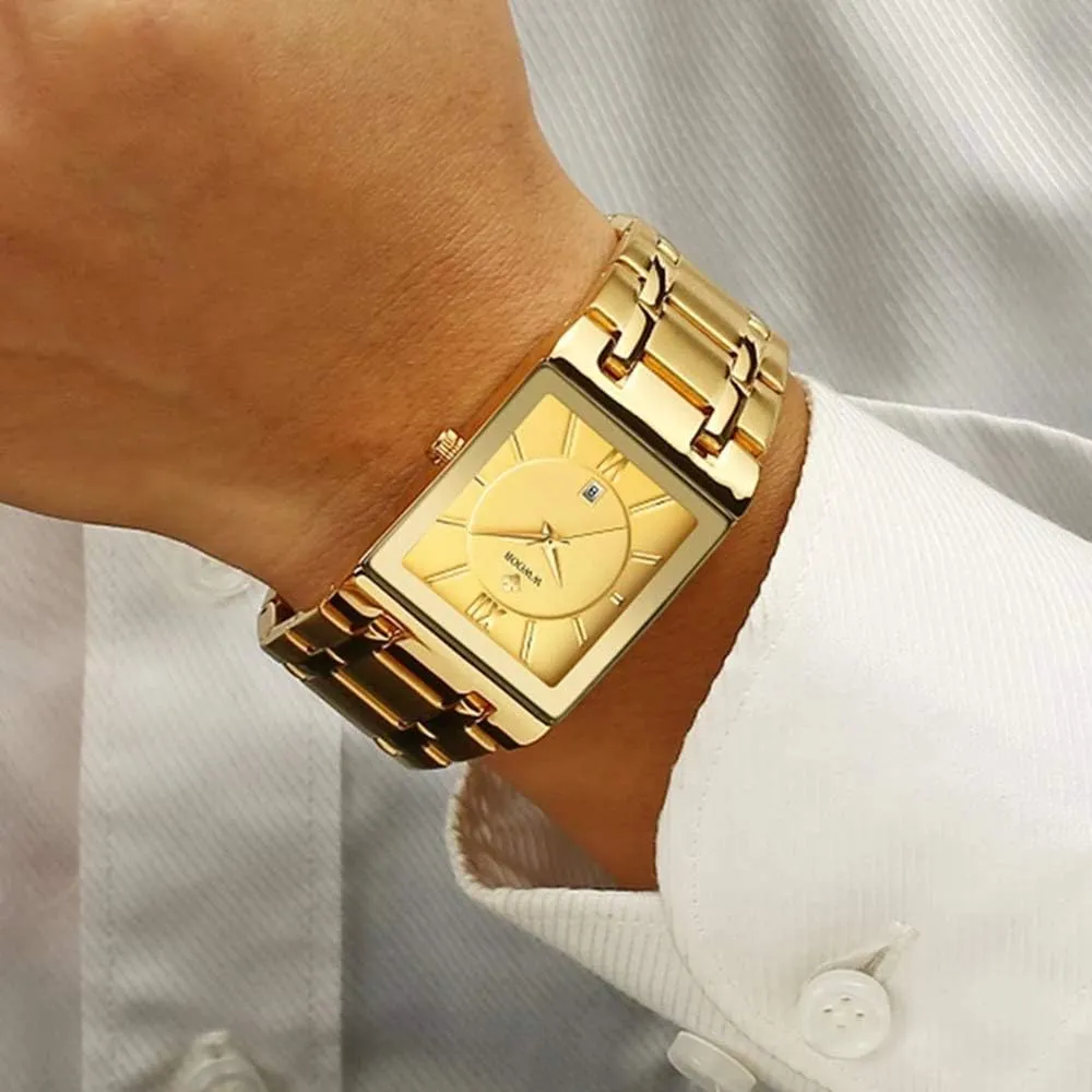 Analog Quartz Watch Classic Business Dress Wrist Watch MASTOPMen's Watch safely resident quasar Stainless Steel Waterproof Date 