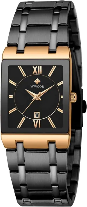 Analog Quartz Watch Classic Business Dress Wrist Watch MASTOPMen's Watch safely resident quasar Stainless Steel Waterproof Date 