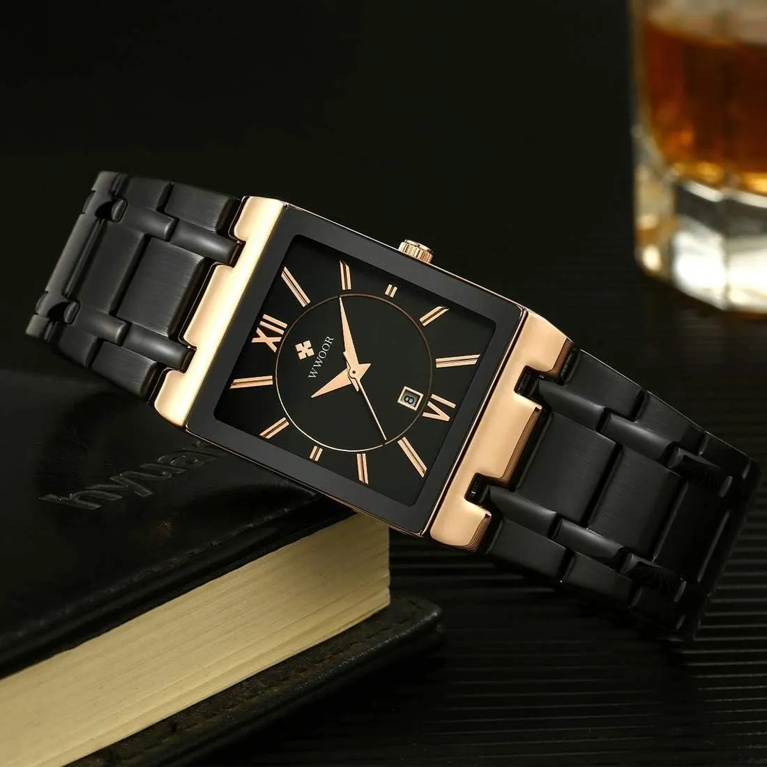 Analog Quartz Watch Classic Business Dress Wrist Watch MASTOPMen's Watch safely resident quasar Stainless Steel Waterproof Date 