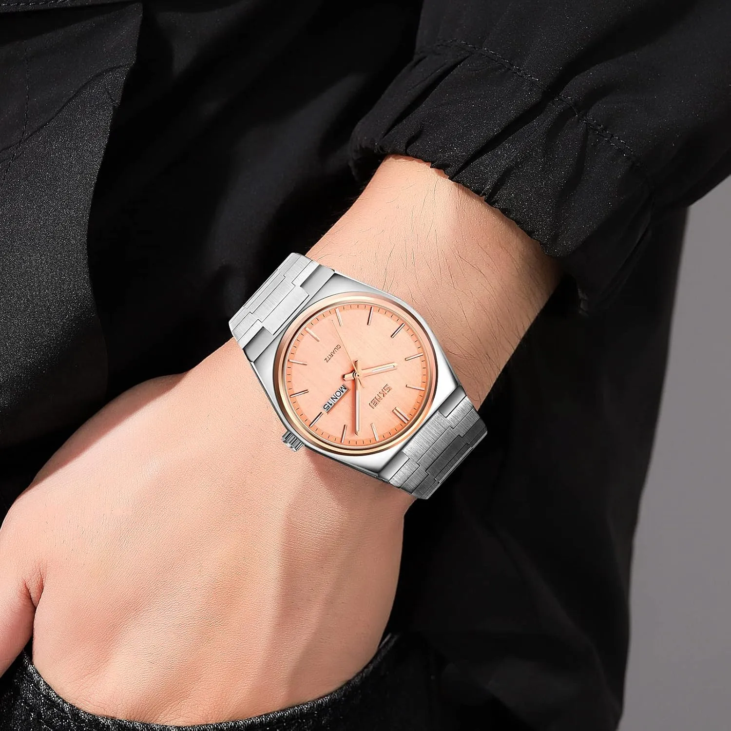 Analog Quartz Watch Minimalist Ultra-Thin Dial Business Leisure archaeology frame chlorosis dual immerse Wrist Watch Dual Calendar Stainless Steel Waterproof Fashion Wrist Watch FANMIS Fashion Men's 