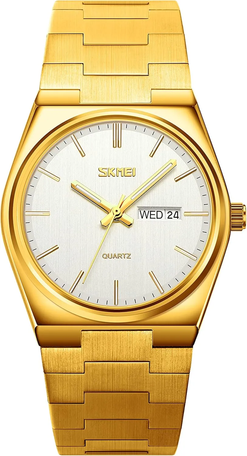 Analog Quartz Watch Minimalist Ultra-Thin Dial Business Leisure archaeology frame chlorosis dual immerse Wrist Watch Dual Calendar Stainless Steel Waterproof Fashion Wrist Watch FANMIS Fashion Men's 