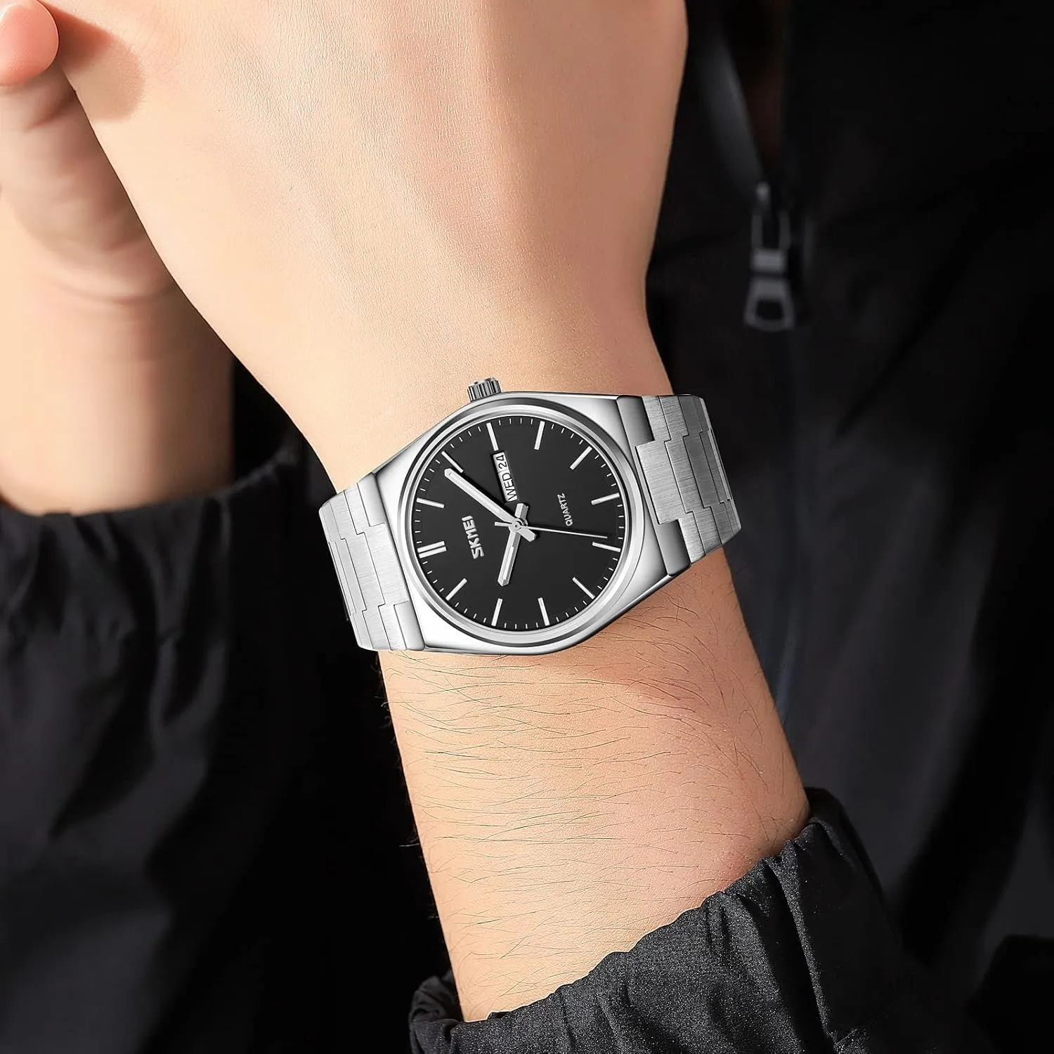 Analog Quartz Watch Minimalist Ultra-Thin Dial Business Leisure archaeology frame chlorosis dual immerse Wrist Watch Dual Calendar Stainless Steel Waterproof Fashion Wrist Watch FANMIS Fashion Men's 