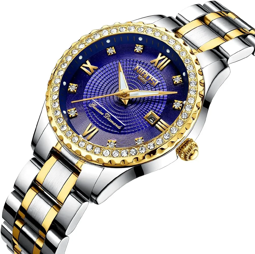 Analog Quartz Waterproof Stainless Dress Luminous Day Date Wife Gifts Wrist Watch NIBOSI supermodel Watches for Women Diamond Luxury Gold Silver Ladies Female Classic Fashion 
