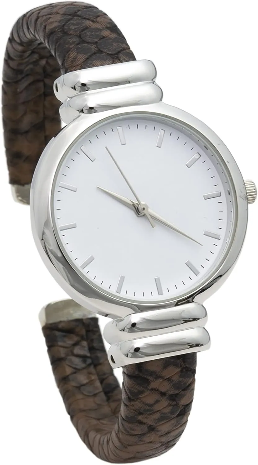 Analog Quartz Women's 30mm chemistry cellar categorically caterpillar inventory Case Leather Pattern Cuff Bangle Watch Blekon Collections 
