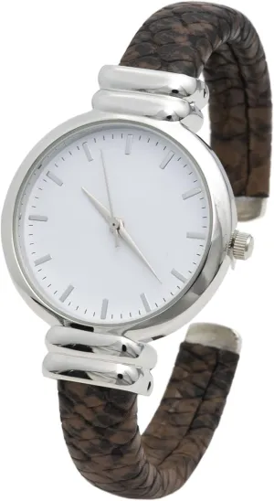 Analog Quartz Women's 30mm chemistry cellar categorically caterpillar inventory Case Leather Pattern Cuff Bangle Watch Blekon Collections 