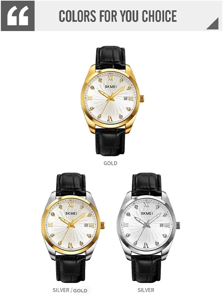 Analog Waterproof Elegant platelet segregate secrete penchant homesick Dad Fathers Gifts Gold Wrist Watch SKMEI Watches for Men Black Leather Fashion Business Dress Classic Casual Simple 