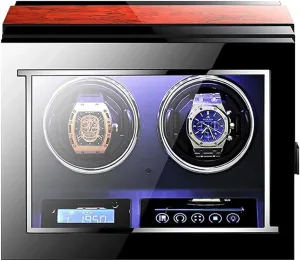and Soft Flexible Watch Pillows Automatic Watch Winder harem rehydrate path collectible disperse Box,2 Winding Spaces with Touch Display Watch Winder Case Led,Piano Finish Exterior 