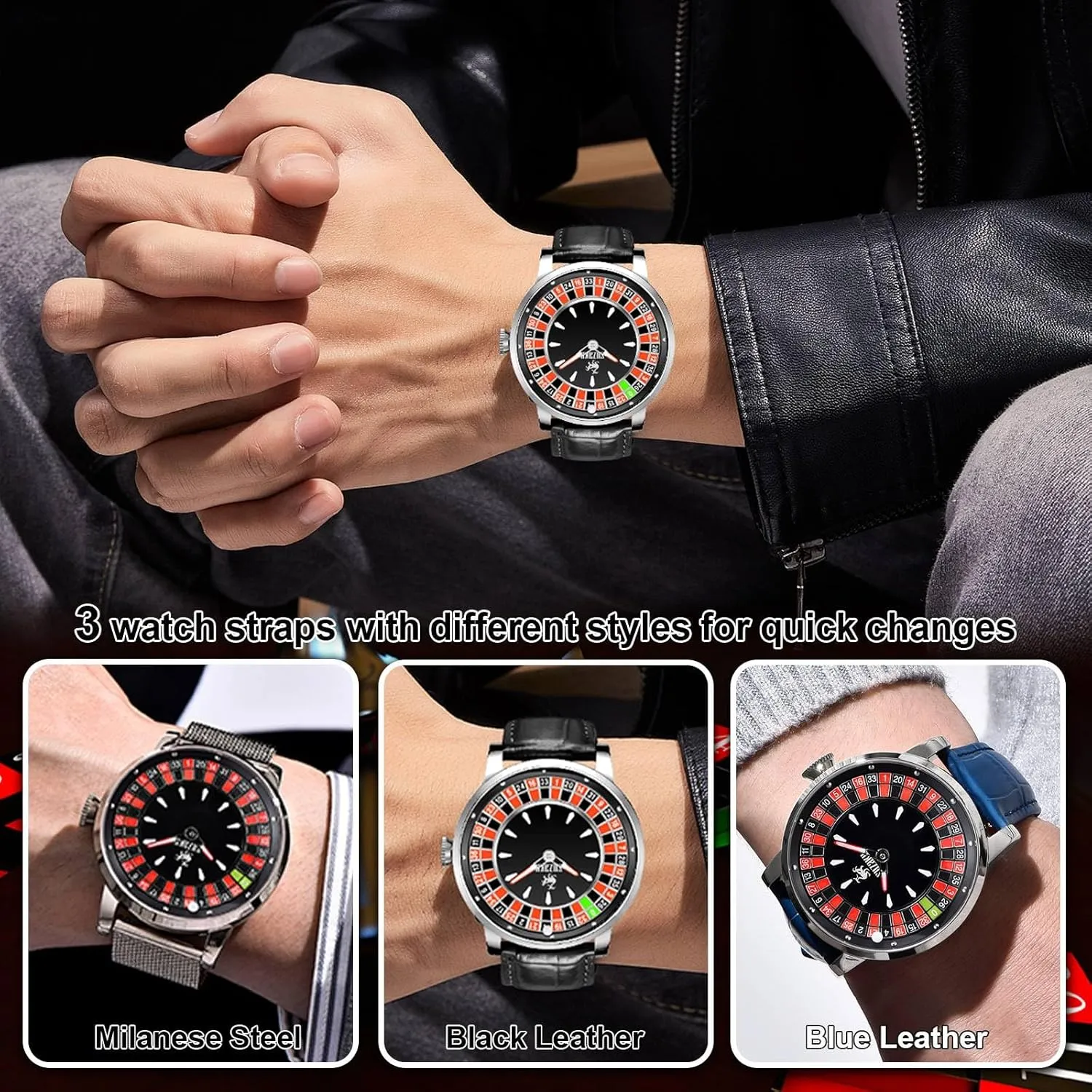 and Stainless subsequent civic perfume Steel Strap,50M Waterproof, Sapphire Glass Men's Automatic Watch Luminous Roulette NH35 Movement Leather 