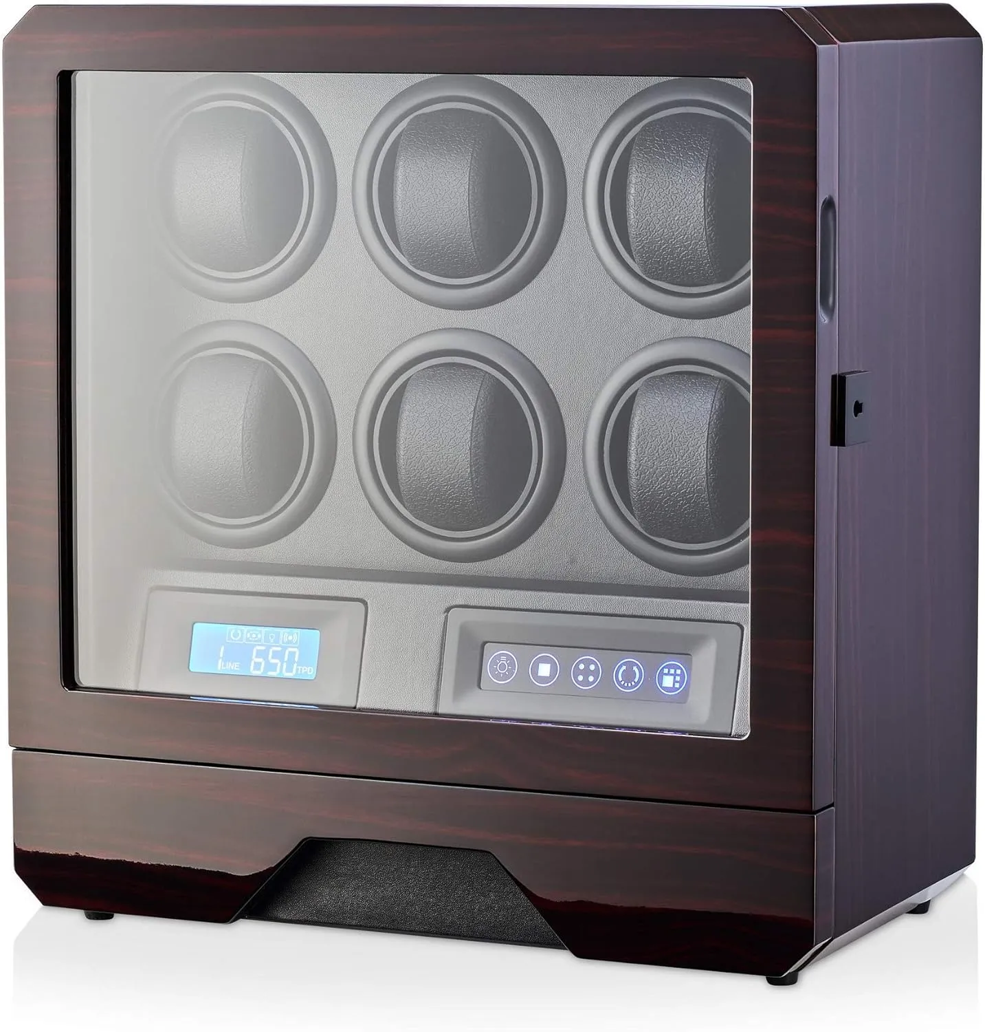 and Storage Drawer for Watches and Jewelry (Ebony) for Unisex-Adult, Men, Male Watch Winder for sore 6 Automatic Watches with LED Light, Remote Control 