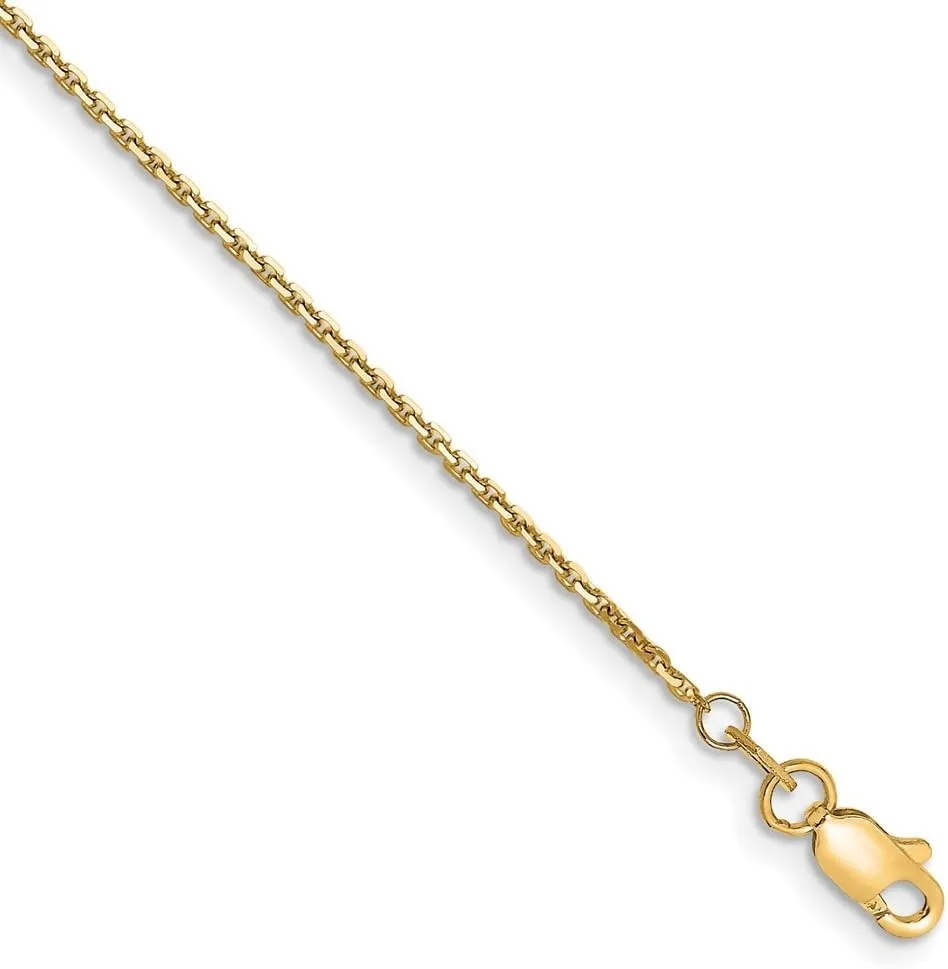 Anklet 9" to 10 identification sewer ppm declare 14K Gold 1.2mm Diamond-cut Cable Chain 