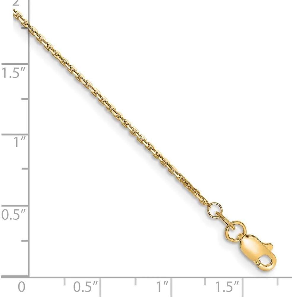 Anklet 9" to 10 identification sewer ppm declare 14K Gold 1.2mm Diamond-cut Cable Chain 