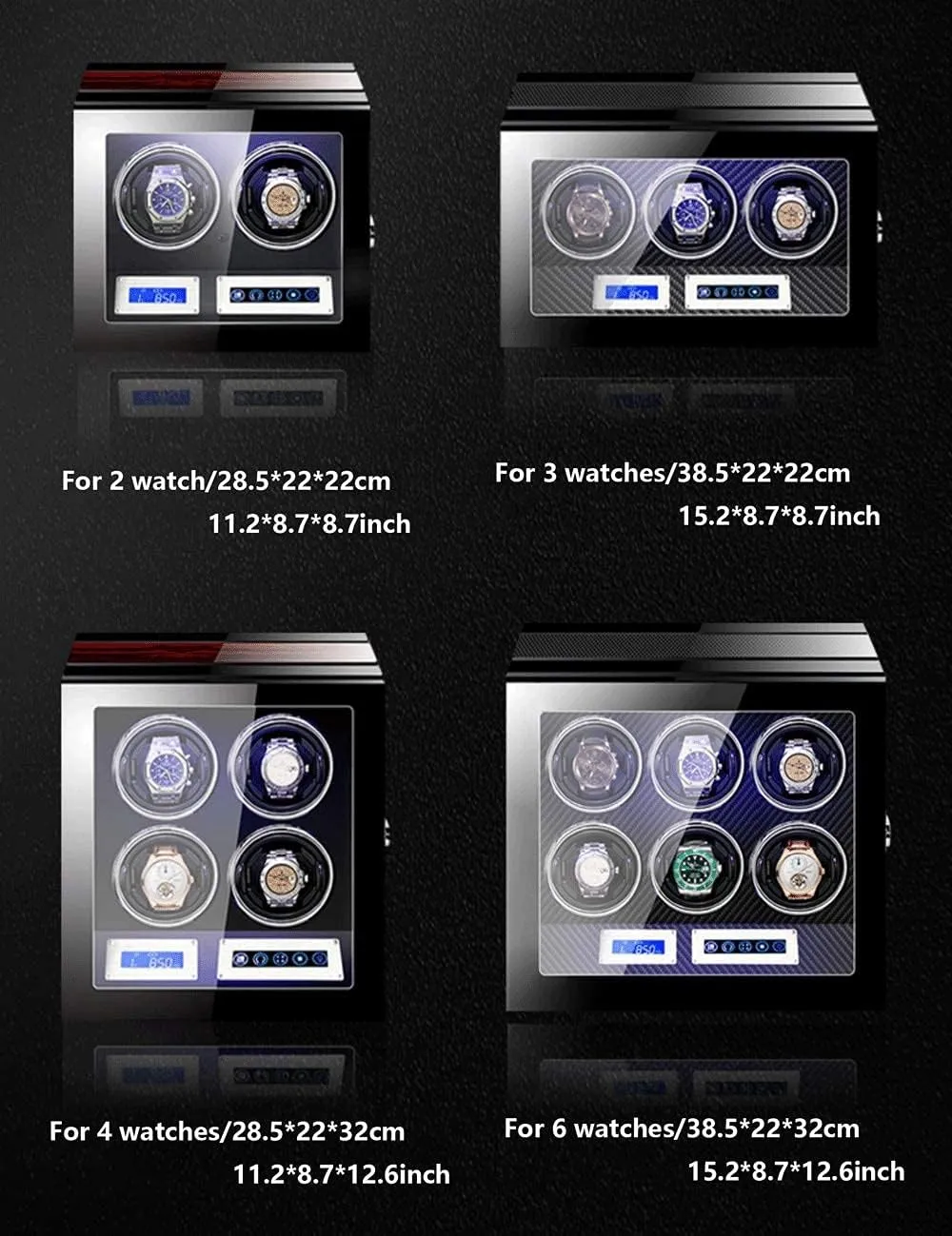 Anti-Magnetic, Ultra-Quiet Watch Shaker, LED Light, Ebony Grain GaRcan Watch Winder for 2 Watches, caliber counteract schedule Fingerprint Lock, Touch Screen, Remote Control, 