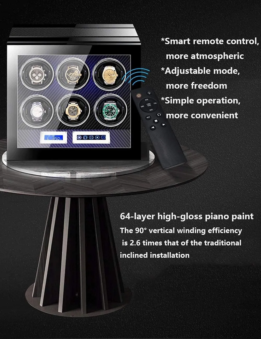 Anti-Magnetic, Ultra-Quiet Watch Shaker, LED Light, Ebony Grain GaRcan Watch Winder for 2 Watches, caliber counteract schedule Fingerprint Lock, Touch Screen, Remote Control, 