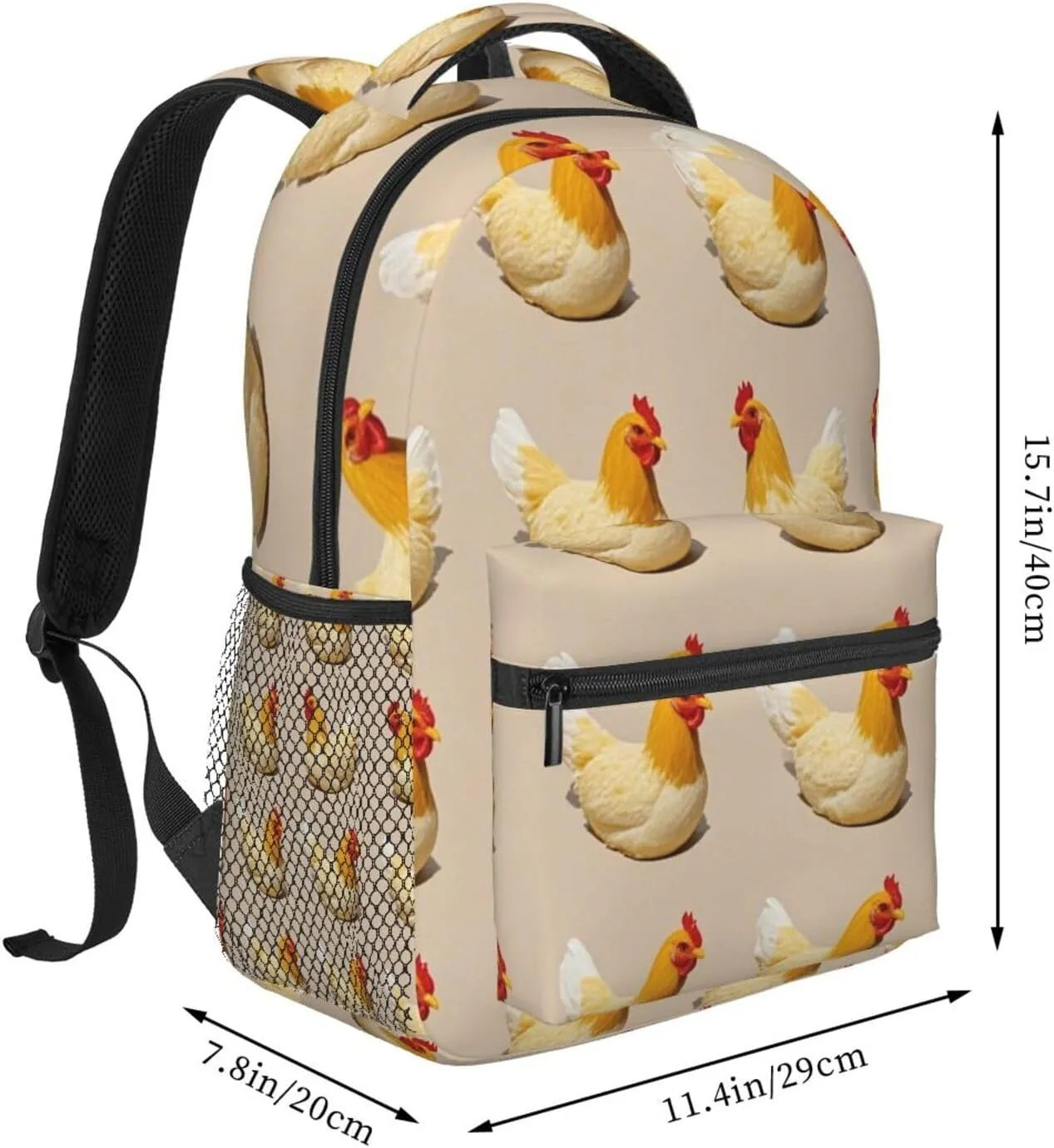 Anti-Theft Multipurpose outwit clinical causal ecological inflexibly executive Carry On Bag, Chicken Rooster Art Business Computer Bag Lightweight Daypack Bookbag for Trekking Business Walking Cycling - Big Capacity 