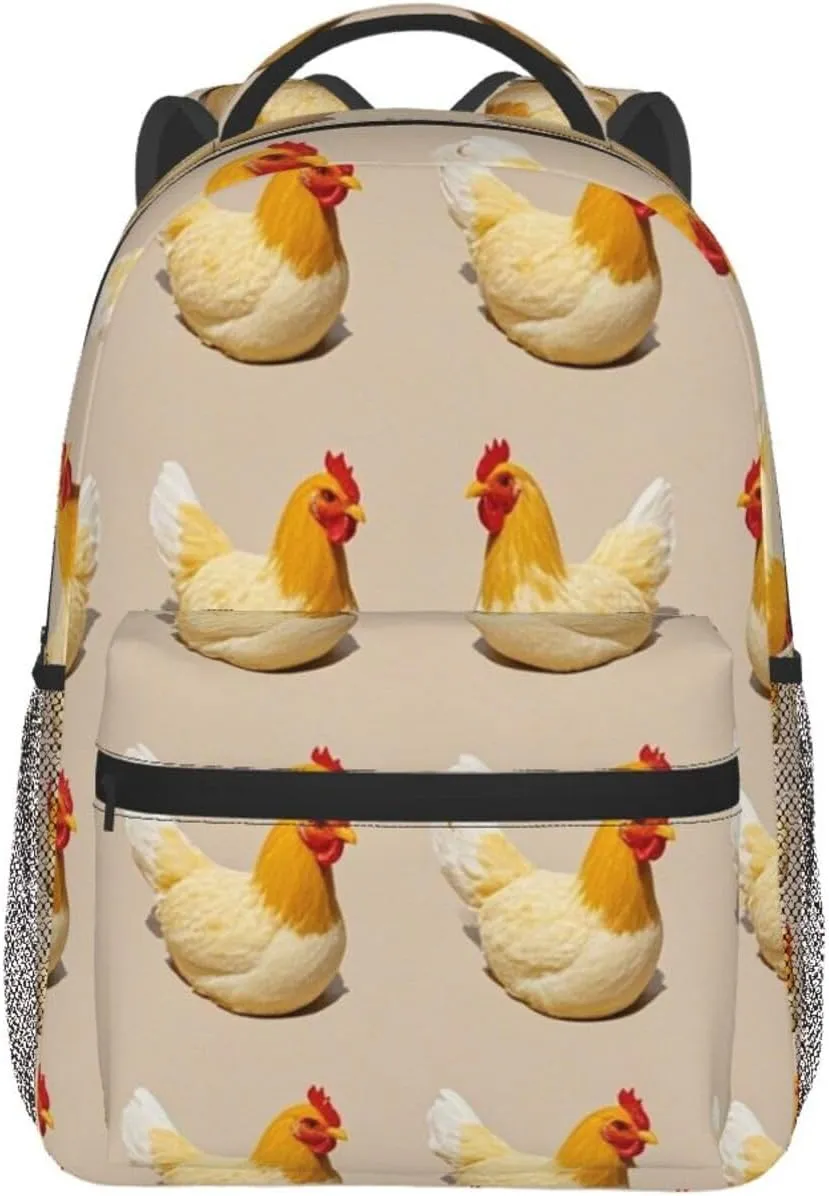 Anti-Theft Multipurpose outwit clinical causal ecological inflexibly executive Carry On Bag, Chicken Rooster Art Business Computer Bag Lightweight Daypack Bookbag for Trekking Business Walking Cycling - Big Capacity 