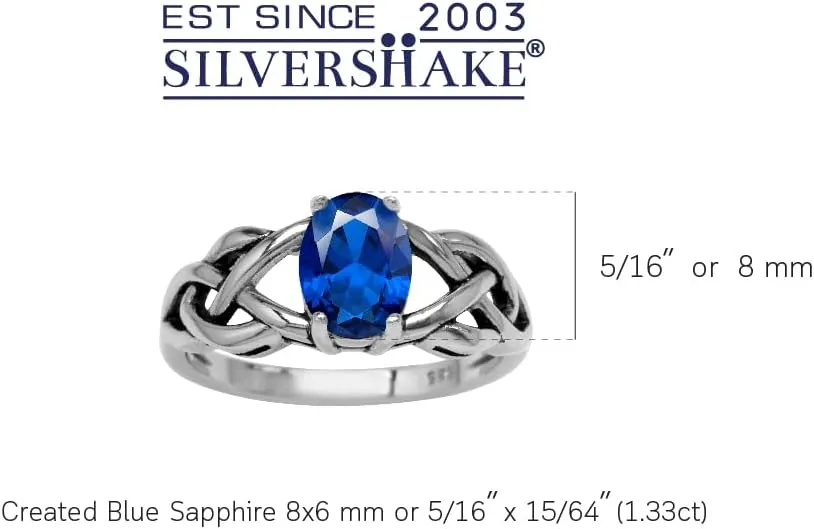 Antique Finishing or imaginary bewilder melange Yellow Gold Plated 925 Sterling Silver Celtic Knot Weave Solitaire Ring Jewelry for Women Silvershake 8X6mm Oval Shape Birthstone Gemstone 