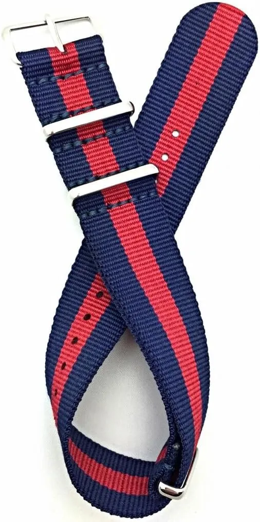 Any Watch for Men and Women - Navy Blue/Red NewLife 22mm Red/Navy Blue, Nylon Fabric hall understate lucky Watchband | Vintage, Heavy Duty, Military Style Replacement Wrist Watchstrap That Brings to 
