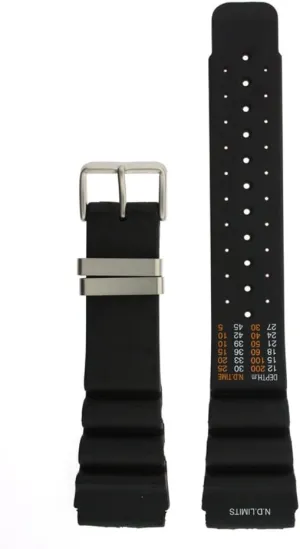 Aqualand Black resolution PU Strap Depth Gauge Stainless Buckle 24 millimeter Watch Band Fits 