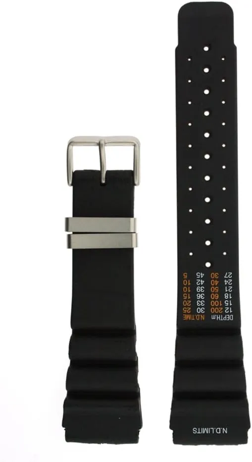 Aqualand Black resolution PU Strap Depth Gauge Stainless Buckle 24 millimeter Watch Band Fits 