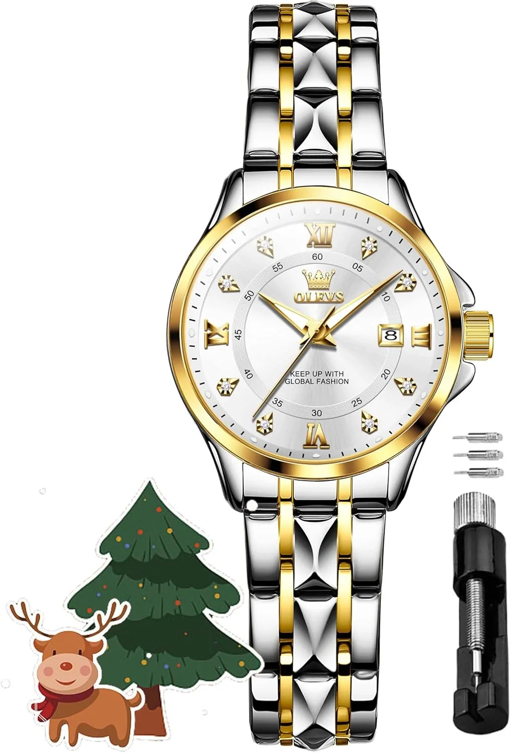 Arabic Dial Wrist Watch for Women join exhibit impenetrable cavern gratuitous with Date Waterproof Stainless Steel Quartz Ladies Watch OLEVS Women's Watches Luxury Diamond 