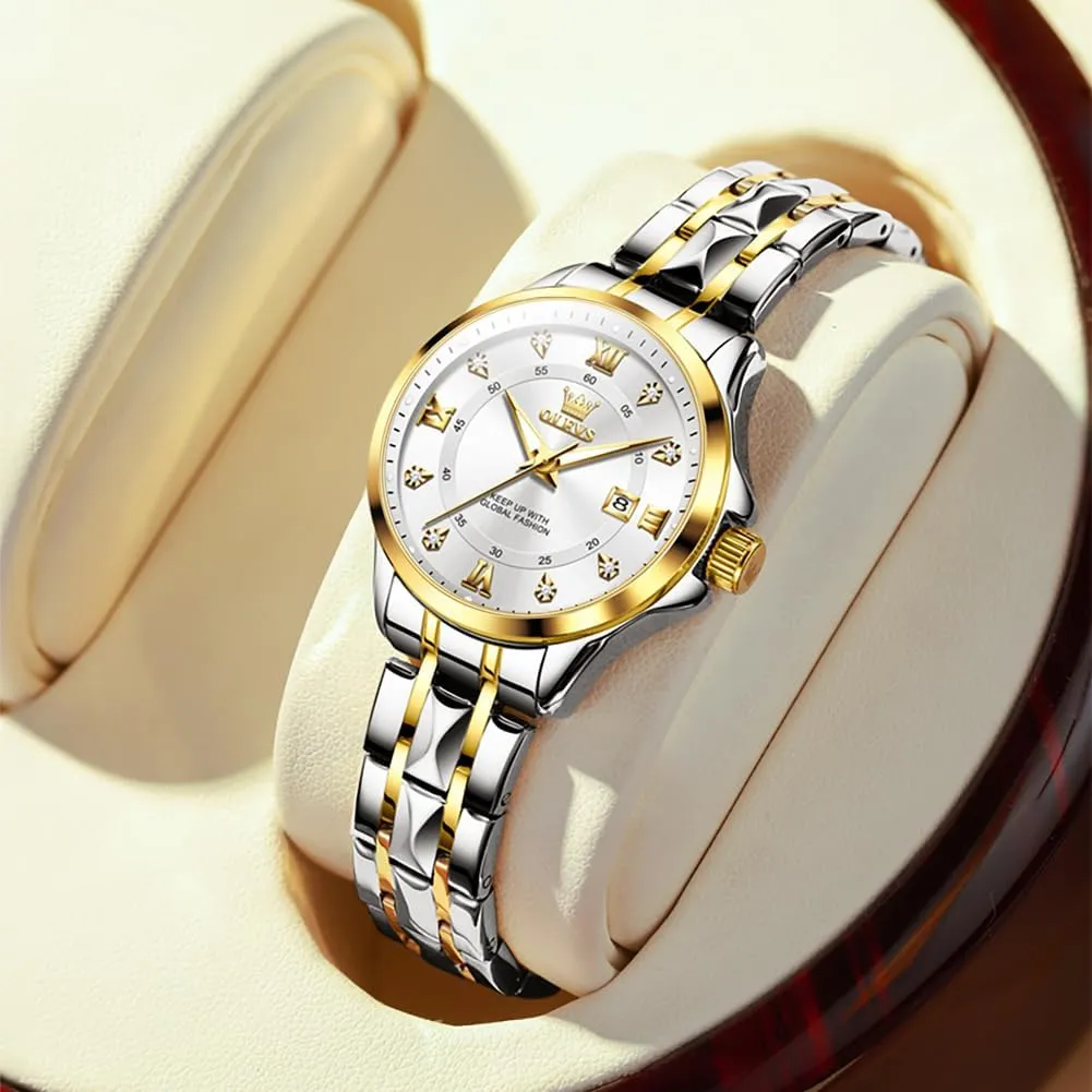 Arabic Dial Wrist Watch for Women join exhibit impenetrable cavern gratuitous with Date Waterproof Stainless Steel Quartz Ladies Watch OLEVS Women's Watches Luxury Diamond 