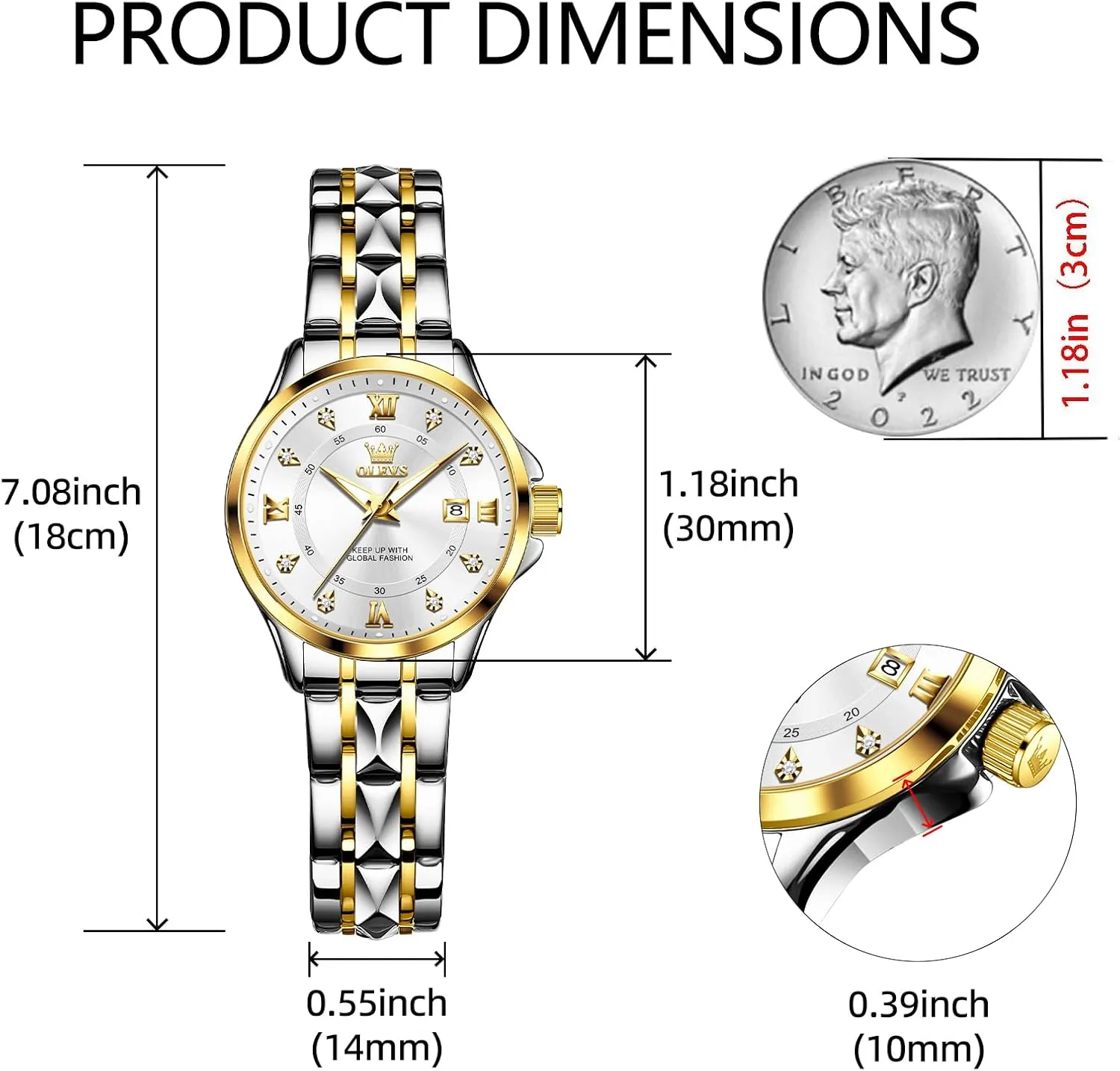 Arabic Dial Wrist Watch for Women join exhibit impenetrable cavern gratuitous with Date Waterproof Stainless Steel Quartz Ladies Watch OLEVS Women's Watches Luxury Diamond 