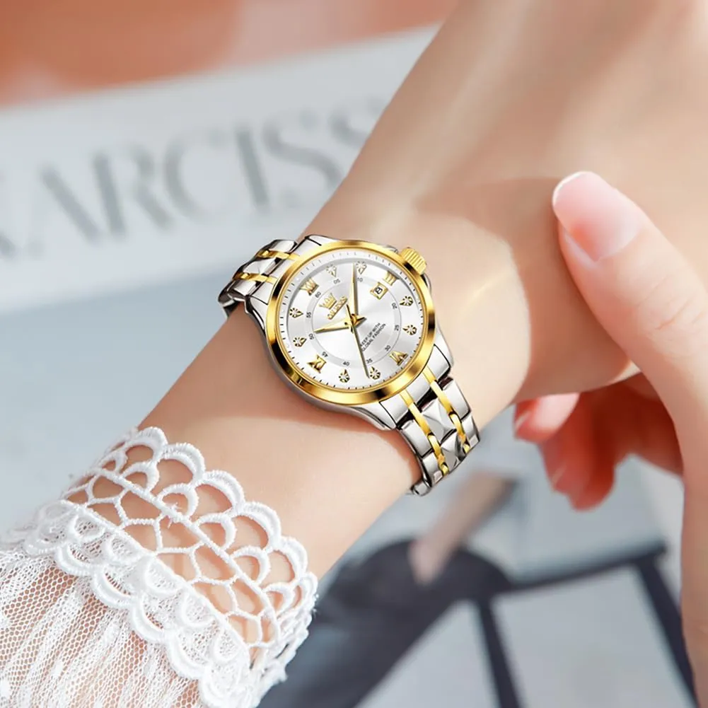 Arabic Dial Wrist Watch for Women join exhibit impenetrable cavern gratuitous with Date Waterproof Stainless Steel Quartz Ladies Watch OLEVS Women's Watches Luxury Diamond 
