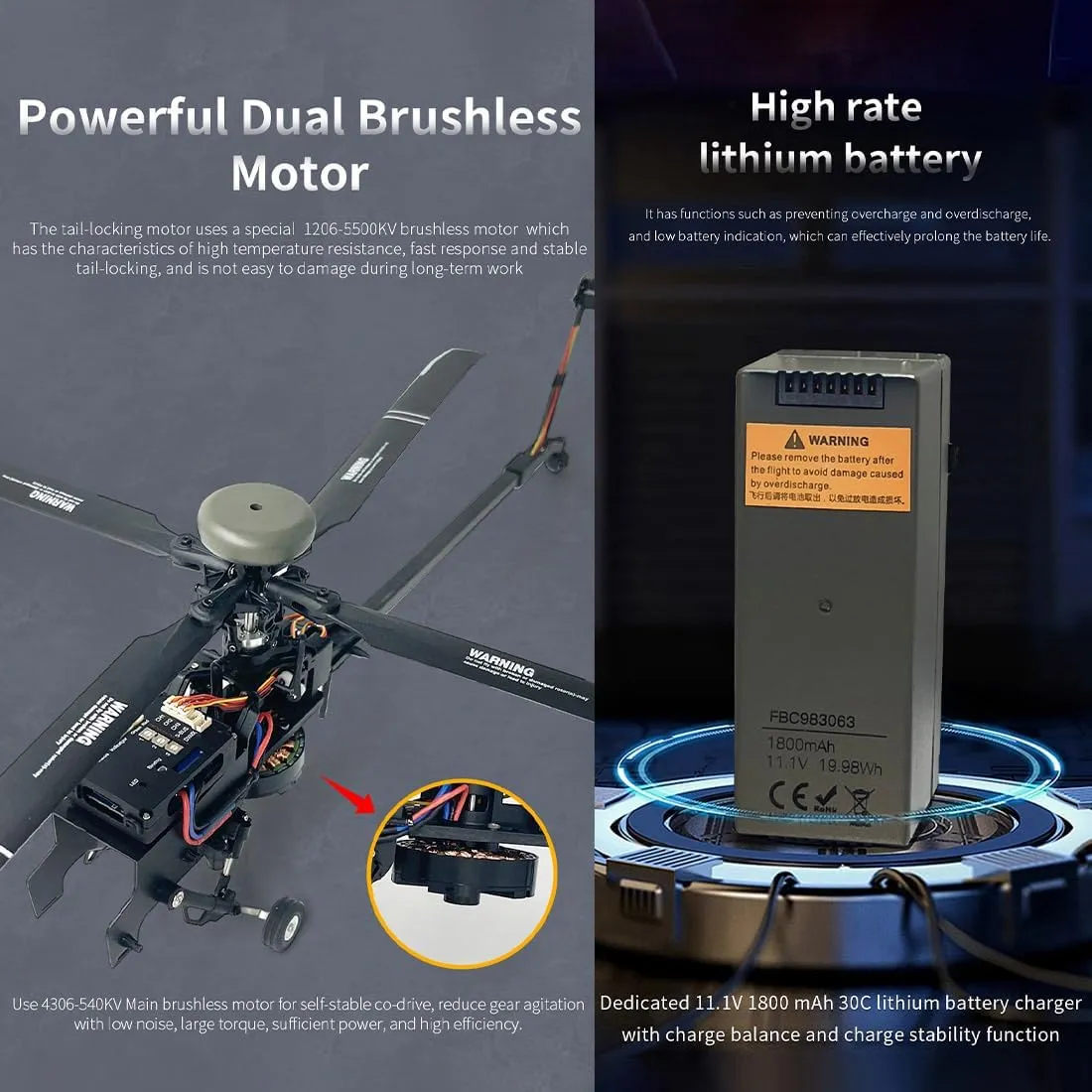 Armed RC Aircraft Model Toy Gift for Adults -RTF 1/32 F11 AH64 speaker multifaceted RC Helicopter Military, 2.4G 6CH Aileronless 6G/3D Stunt Remote Control Helicopter 2 Batteries, 6-axis Gyro 