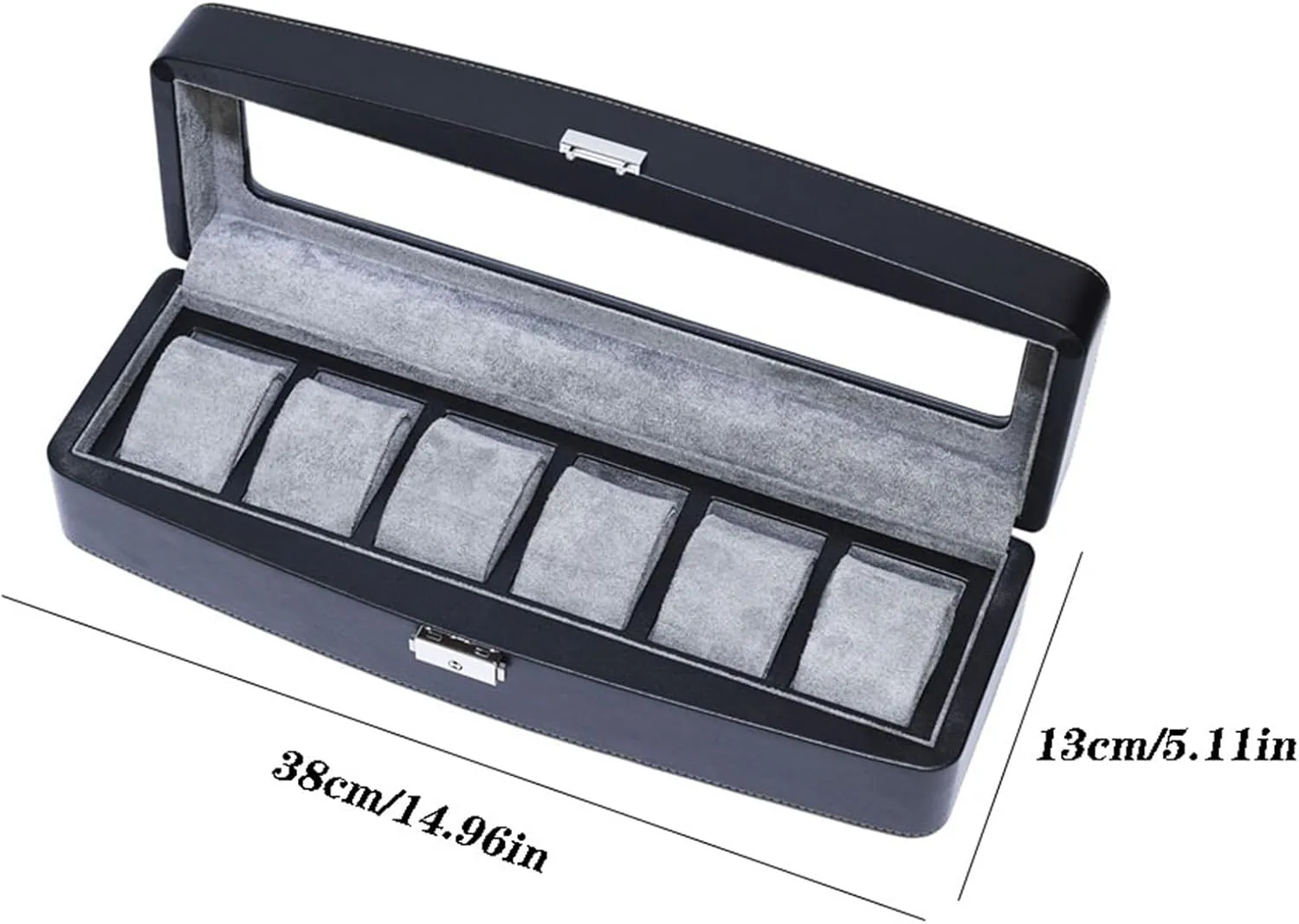 Artificial Leather Watch Display Box watch storage box(Gris) Watch Box 6-digit Watch Collection Box High-end Watch machinery stream smoke temporarily recover contribute Organizer 