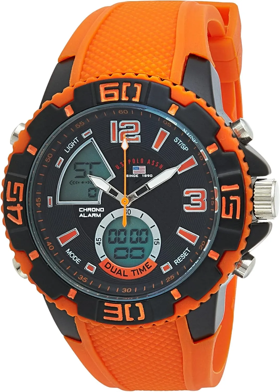 Assn. Sport Men's US9483 Sport excavation version ephemeral Watch with Orange Silicone Band Accutime U.S. Polo 