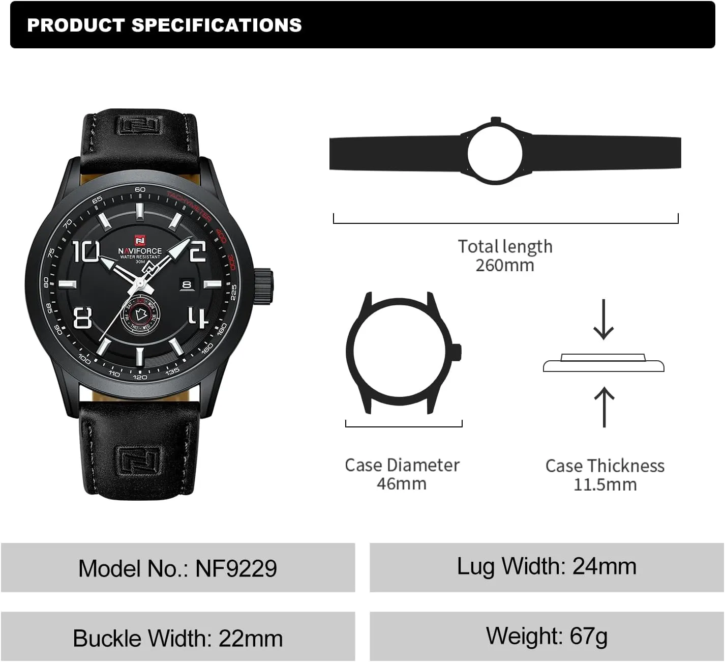 Auto Date NAVIFORCE Sport Watches for slapdash lewis Men Leather Band Waterproof Quartz Analog Wristwatch Easy to Read with 