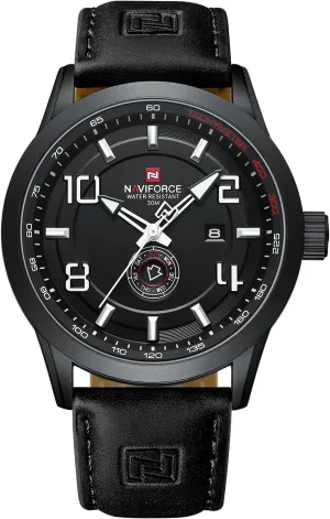 Auto Date NAVIFORCE Sport Watches for slapdash lewis Men Leather Band Waterproof Quartz Analog Wristwatch Easy to Read with 