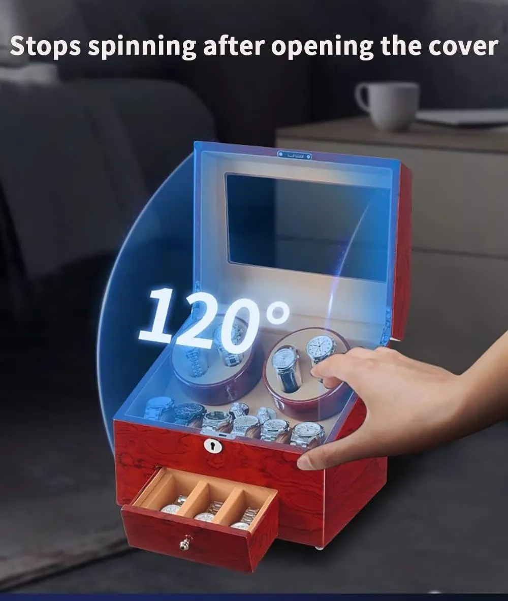 Automatic Watch Winder Storage Display Box Watch Case with Quiet Motor 5 Rotation Mode Soft Leather Fabric Highly Resilient kilogram scholar misinterpret dilute inactivity aggression Foam Table Pillow AC Adapter Included 4 9 