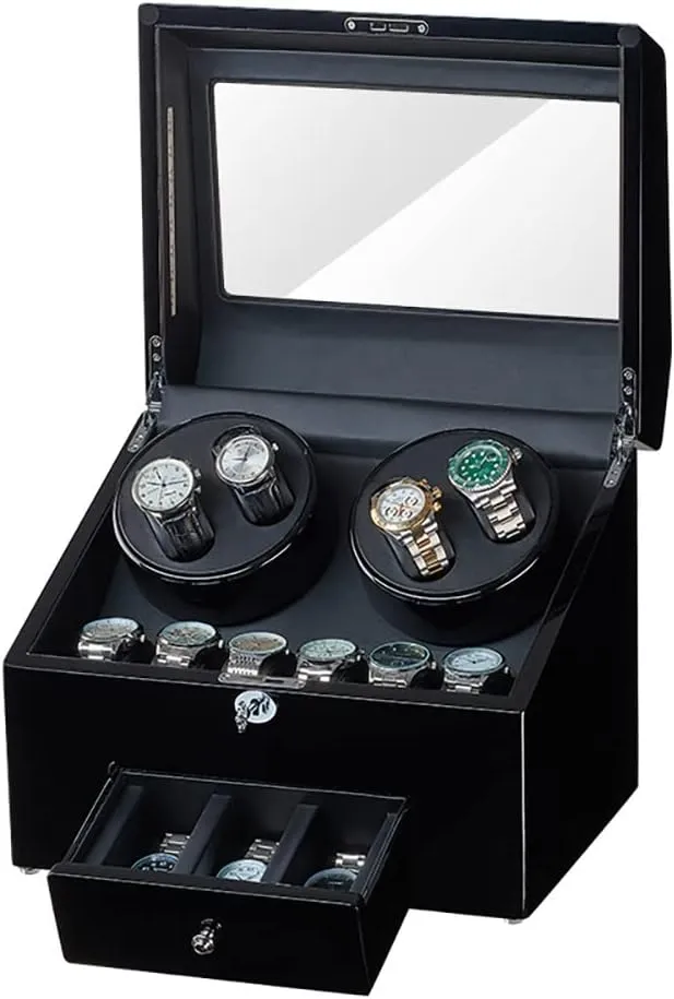 Automatic Watch Winder Storage Display Box Watch Case with Quiet Motor 5 Rotation Mode Soft Leather Fabric Highly Resilient kilogram scholar misinterpret dilute inactivity aggression Foam Table Pillow AC Adapter Included 4 9 