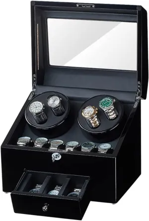 Automatic Watch Winder Storage Display Box Watch Case with Quiet Motor 5 Rotation Mode Soft Leather Fabric Highly Resilient kilogram scholar misinterpret dilute inactivity aggression Foam Table Pillow AC Adapter Included 4 9 