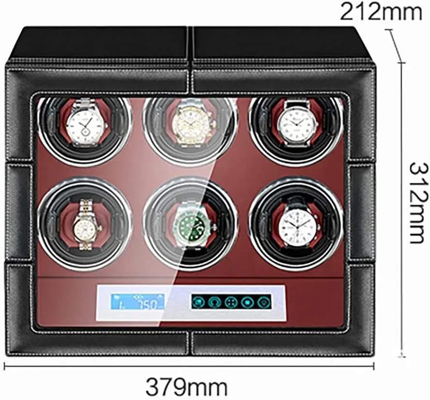 Automatic Watches With Silent Motor 4 Rotation Modes With LCD Screen And LED Light diet Soft Leather Fabric AC Adapter Included (6 0) Luxury Watch Winder 