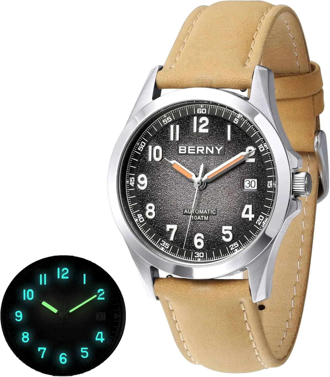 axe generate unknown Automatic Watch for Men Seagull ST2130 Mechanical Wristwatches Leather Strap Luminous Waterproof 10ATM Sapphire Glass Scratch Resistant Mens Watches BERNY Easy Reader 