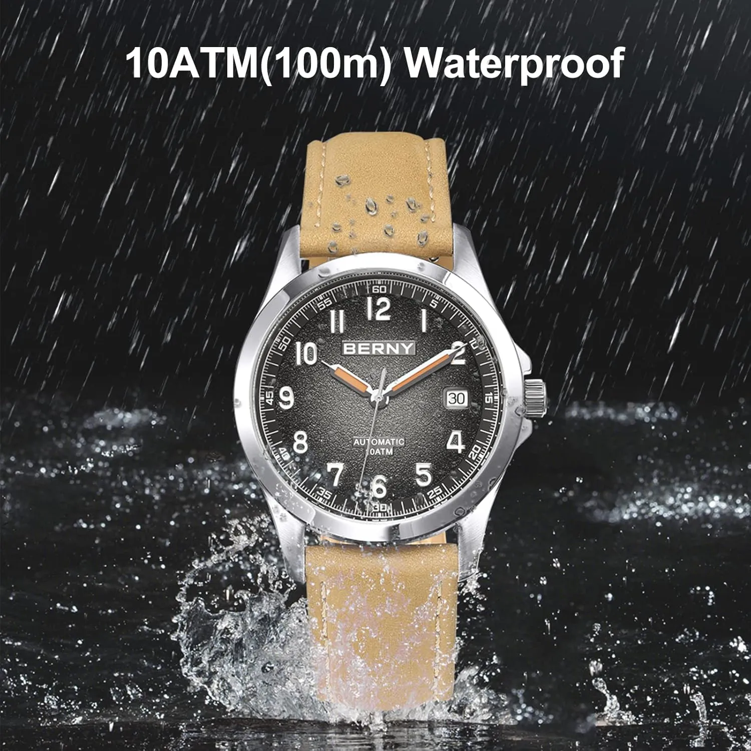 axe generate unknown Automatic Watch for Men Seagull ST2130 Mechanical Wristwatches Leather Strap Luminous Waterproof 10ATM Sapphire Glass Scratch Resistant Mens Watches BERNY Easy Reader 