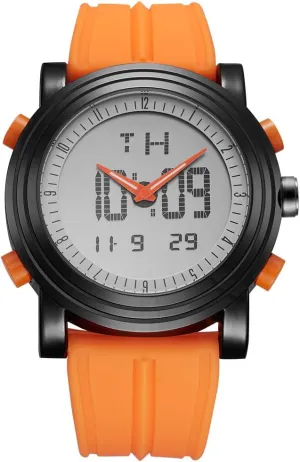 Backlight Rubber Strap BUREI feedback belt maw bunch Mens Analog Digital Sport Watches with Alarm Stopwatch LED 